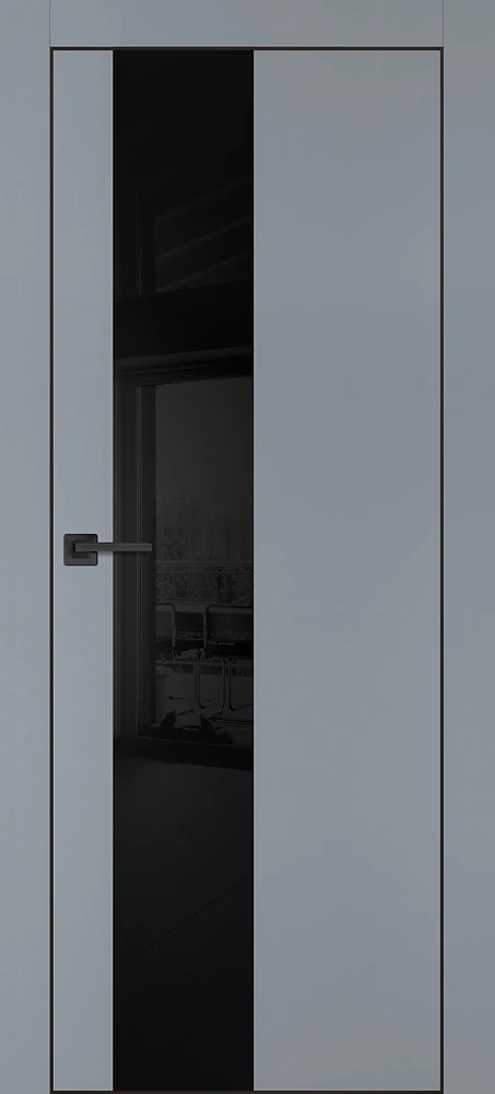 Фото Межкомнатная дверь PX-6 черная кромка с 4-х ст. Серый матовый
