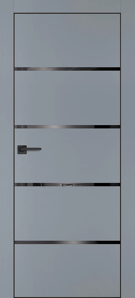 Фото Межкомнатная дверь PX-17 черная кромка с 4-х ст. Серый матовый