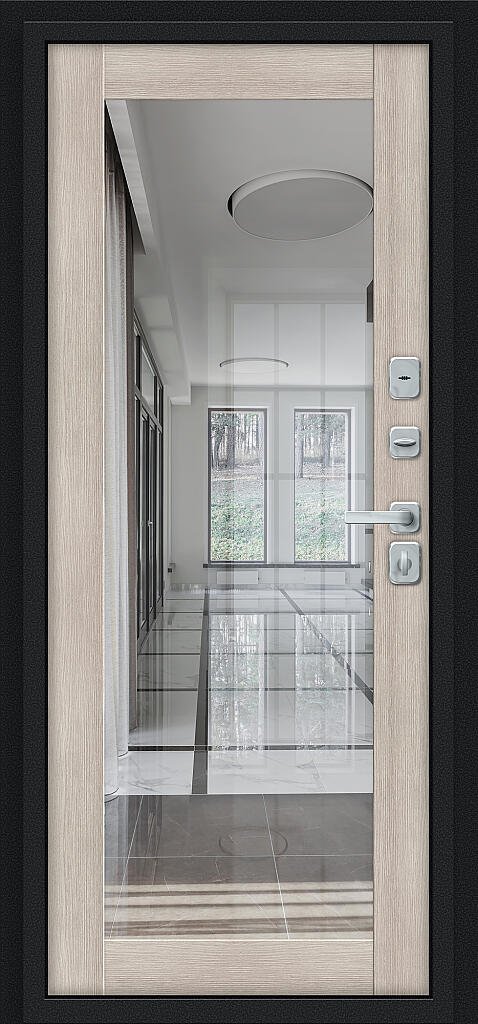 Входная дверь Thermo Флэш МФ/BChrome Букле черное/Cappuccino Melinga BR6215