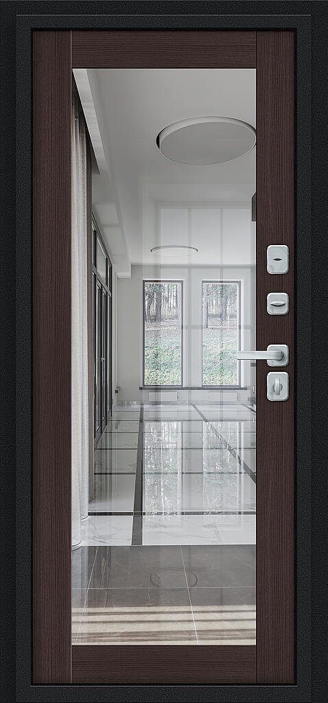 Фото Входная дверь Thermo Флэш МФ/BChrome Букле черное/Wenge Melinga BR6216 внутренняя сторона